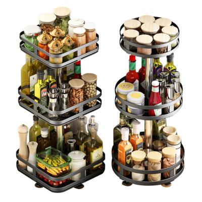 China Sustainable High Quality Multi Function Adjustable Rotary Height Kitchen Seasoning Rack Organizer Tray for sale