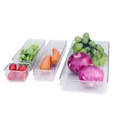 China Freshness Preservation Set 4 Clear Fridge Bins Fridge Storage Organizer PET Free BPA High Quality for sale