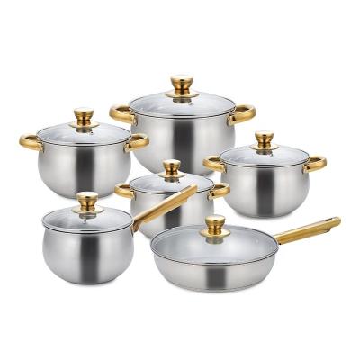 China High Quality 12 Sets Modern Export Stainless Steel Pot Soup Milk Pot Frying Pan Cooking Pot Cookie Set for sale