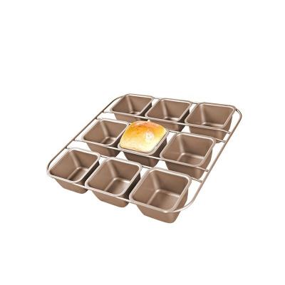 China 9 Grid Cupcake Mold Donut Mould Household Pastry Baking Viable Square Madeleine Tool for sale