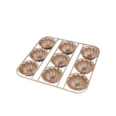 China Viable Grid Flower 9 Shaped Cupcake Mold Donut Mold Household Pastry Baking Tool for sale