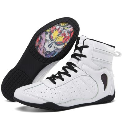 China Custom LOGO Male Sanda Combat Training High Top Shoes Wrestling Boots Professional Boxing Shoes Female 35-46 for sale