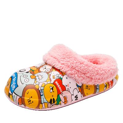 China EVA Kids Cotton Slippers Lightweight Waterproof Winter Children Plus Cotton Shoes Fluffy Home Slippers for sale