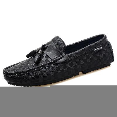 China CUSHIONING Mens Customize Casual Leather Slip On Loafer Shoes Breathable Lazy Mens Training Shoes for sale