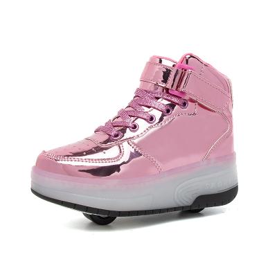 China TPR Unisex Flashing Led Shoes with 2 Wheels Skate Roller Rechargeable Shoes for sale