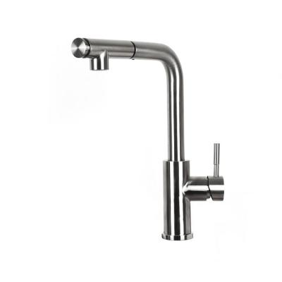 China Modern All Match Classic 304 Stainless Steel Kitchen Faucet Single Handle Pull Down Kitchen Faucet for sale