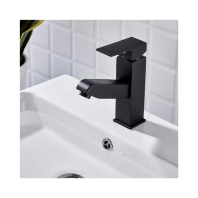 China Match Furniture Faucets Black Thermostatic Waterfall Basin Faucet Single Hole Basin Faucet Black Hot Cold Water for sale