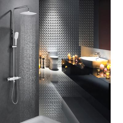 China Modern New Design Bathroom White And Chrome Shower Set Brass Rain Shower Column Set for sale