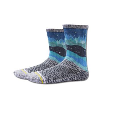 China Breathable Designer Custom 3D Printed Socks Sublimated Printing Crew Socks 3D Night Forest Half Terry Support Socks for sale