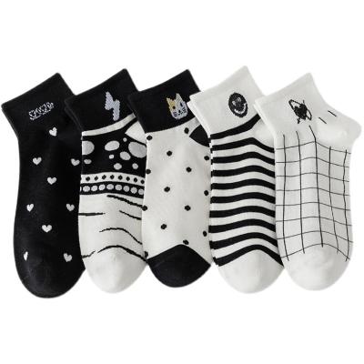 China Wholesale Autumn New Style Fashion Popular Icons Breathable Sports Socks Cotton White Woman Black Socks for sale