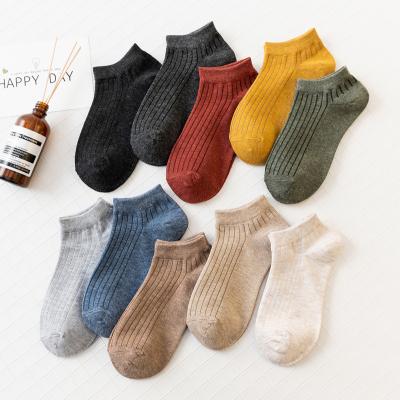 China New Arrival Solid Color Women Breathable Ankle Socks Couples Ankle Chain Cotton Colors Socks for sale