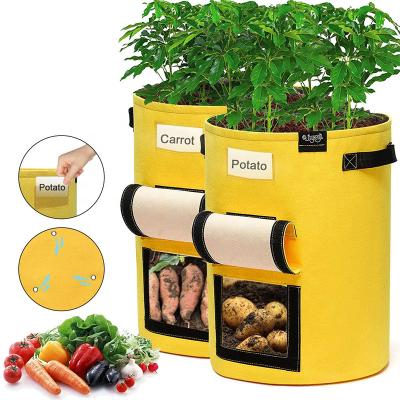 China Eco-friendly 10 25 100 Gallon Hanging Held Vegetable Potato Garden Mushroom Plant Grow Bags Flower Pot for sale