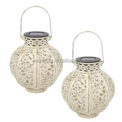 China 2 Pack Solar Lights Outdoor Solar Lights Outdoor White Hanging Solar Lantern Retro Garden With Handle 5-8 Lumens for sale