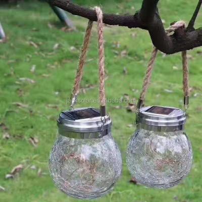 China LANDSCAPE Solar Slit Glass Jar Light Hanging Solar Led Rotating Light For Roman Party Garden Decor for sale