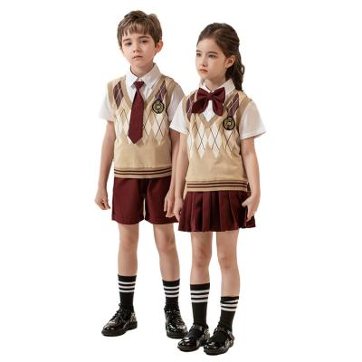 China Wholesale custom made khaki short suit kids school uniform school uniform designs for boys and girls sleeve for sale