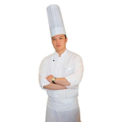 China Straight French-Italian Chef Uniform Custom Work Coat Polyester White Cotton Coat for sale