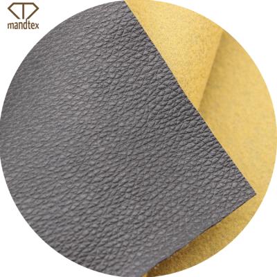 China New Style Litchi Pattern Waterproof PVC Leather And Fabric Backing For Sofa Upholstery Leather Products Material With 0.8mm Thickness for sale