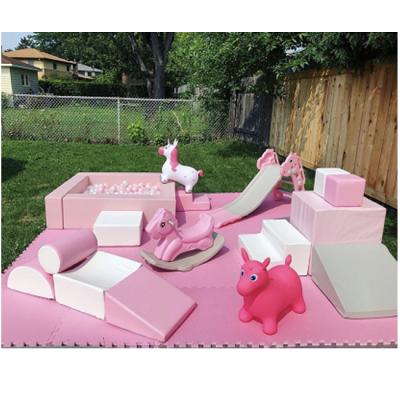 China Eco-friendly white and pink themed soft play pack equipment in pastel color for sale