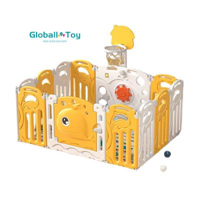 China Portable Easy Detachable Door Foldable Portable Indoor Baby Playpen Yard Playground Safety Fold Plastic Playpen for sale