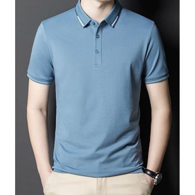 China Breathable Comfortable Fit Collar Mens Jacquard Version Short Sleeves Cotton Polo Shirts Plus Size for sale