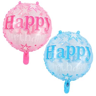 China Gift Toy Wholesale 18 Inch Pink Blue Round Clear Happy Birthday Foil Balloon For Boy Girl Birthday Party Decoration Kids Gift Toys for sale