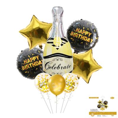 China Champagne Latex Balloons Bottle Foil Balloon Party Confetti Balloon Set Toy Wholesale Gold Happy Birthday Gift for sale