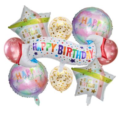 China Gift Toy Boy Girl Birthday Party Decoration Balloon Set with Printing Happy Birthday Around Star Banner Foil Balloon for sale