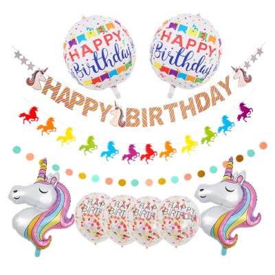 China Unicorn Balloons Confetti Banners Unicorn Foil Balloons Happy Birthday Unicorn Birthday Party Theme Baby Boy Girl Rainbow Foil/Latex/Paper for sale