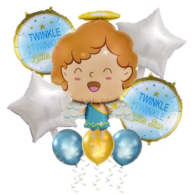 China Gift Toy 8pcs Blue Foil Balloon Set For Baby Boy Birthday Party Decor 18 Inch Blue Glitter Glitter Small Star Foil Balloon Baby Shower for sale