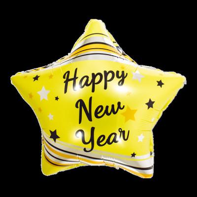 China Gift Toy Wholesale 2022 Happy New Year 18 inch Round Foil Star Shaped Balloon for New Year Party Home Decorations for sale