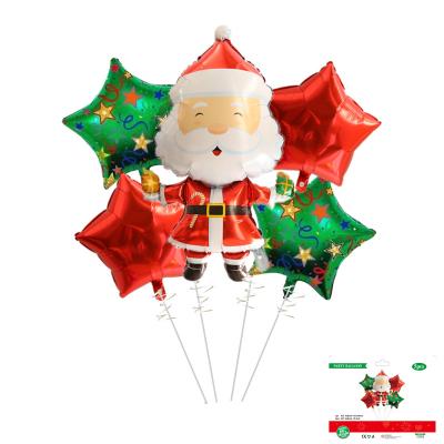 China Foil Santa Foil Balloon Set Green Red Star Christmas Foil Balloon Christmas Background Decoration Wholesale 2021 New Design for sale