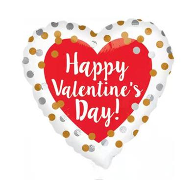 China Foil 18 inch Happy Valentine's Day Printed Heart Foil Balloon for Valentine's Day Decoration for sale