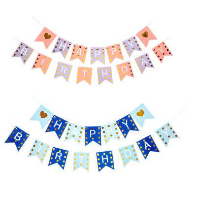 China New Design Paper Pink Glitter Happy Birthday Paper Letter Banners Blue Girl Boy Girl Birthday Party Decoration for sale