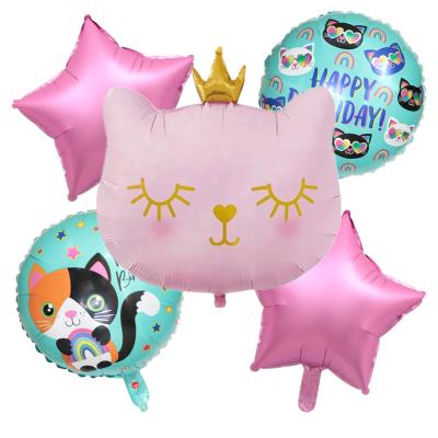 China Kids Toy Gift of Globo Helium Balloon Can Flying Cat Head Foil Balloon For Gift Toy Crown Cat Shaped Foil Balloon Party Decoration for sale