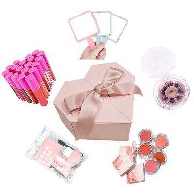 China Face Beauty Customized Valentine's Day Cosmetics Private Label Rose Love Flip Gift Box DIY Makeup Set for sale