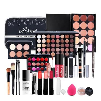 China 24PCS/Set Perfect Makeup Make Up Sets Cosmetics Kit Eyeshadow Lipstick Eyebrow Pencil Lip Gloss Makeup Brush Puff With Makeup Bag Kit for sale