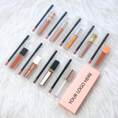 China Matte Lipsticks Lip Liner Lip Liner Makeup Waterproof Nude Set Custom Lip Gloss Waterproof Long Lasting Lip Gloss Packaging Kit for sale