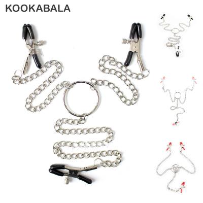 China Sexy SM Fun Non Piercing Nipple Rings With Adjustable Chain Nipple Clip Rings For Sex Nipple Clips Non Piercing For Sex Fun For Women for sale