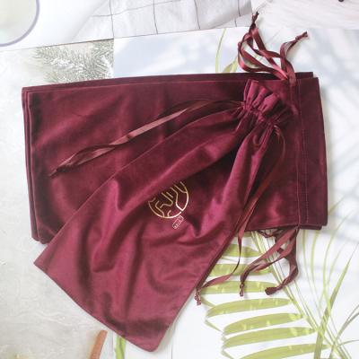 China Custom Velvet Bag Burgundy Smooth Flannel With Drawstring Tool Storage Bag Sex Toys Set Packing Bag Flannel Bag BDSM for sale