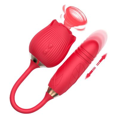 China Strengthen Sexual Pleasure Women Portable Roses Shape With Washable And Rechargeable Functions Mounted Vibrator 2 In 1 for sale