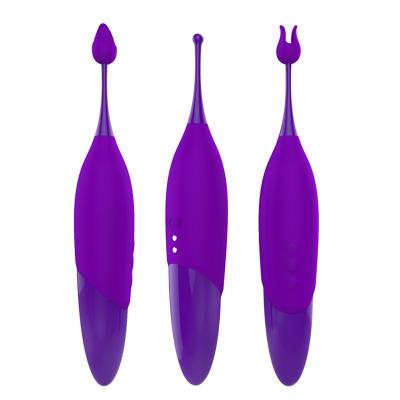 China High Frequency Clit Vibrator Powerful Vaginal Nipple Stimulator Replaceable Head Clit G Spot Rechargeable Silicone Vibrator for sale