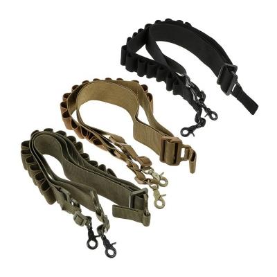 China AdjustableTactical durable 2 point rifle gun sling with 15 shell mount for sale