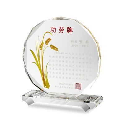 China Wholesale Custom Europe Souvenir Crystal Plaque with Unique Crystal Trophy Anniversary Base Award for sale