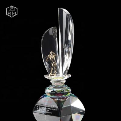 China Luxury Europe Hole in an Eagle Wing Crystal For Souvenir Best Gift engraved golf gold sports cup trophy sports memorabilia for sale