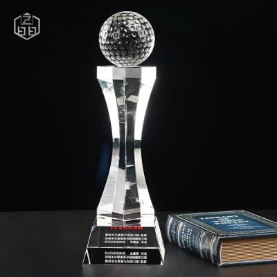 China Europe Customize Engraving Clear Crystal Sports Event Souvenir Sport Golf Trophy Cup for sale