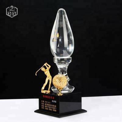 China Top Crystal Trophy Souvenir, China Crystal Lighthouse Golf Club Award for sale