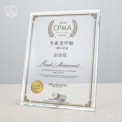 China China Customize Blank Frame For Honor Gift Color Plating Awards Cheap Good Sale Crystal Award Trophy Certificate Photo Glass Print for sale