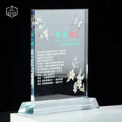 China Wholesale Custom Clear Graduation Crystal Souvenir Trophy With Base China K9 Crystal Trophy Cheap Glass Awards for sale