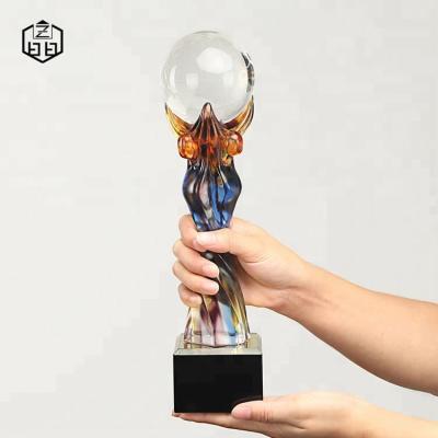 China China China Product World Map Crystal Glass Globe Ball Liuli Trophy For Souvenir for sale