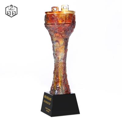 China China Liuli Luxury Glass Crystal Trophy Decoration Art Craft for sale